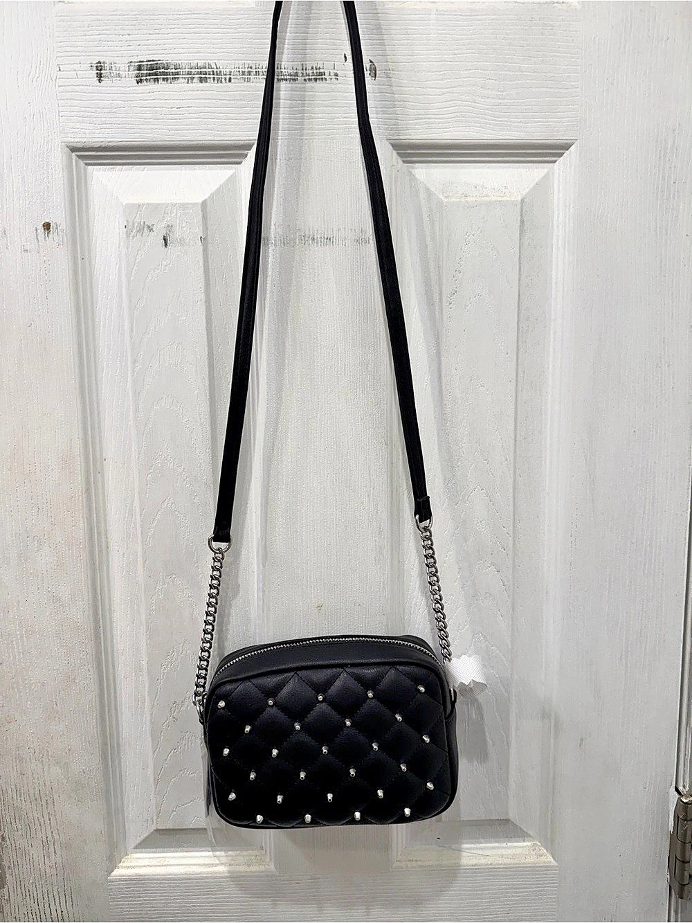 Rebecca Minkoff Quilted Studded Crossbody Camera Bag Black